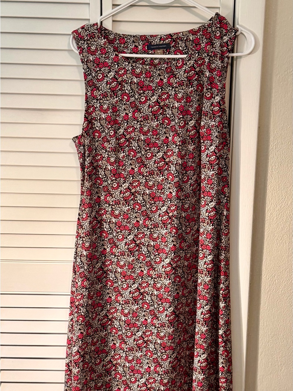 Tommy Hilfiger Red, White & Black Floral Sleeveless Dress